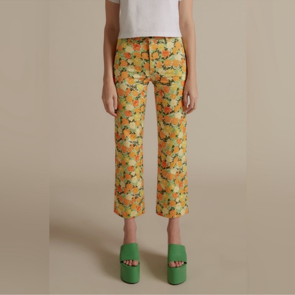 Simon Miller Winter Blossom Orange Yellow Floral Print WO12 Jeans